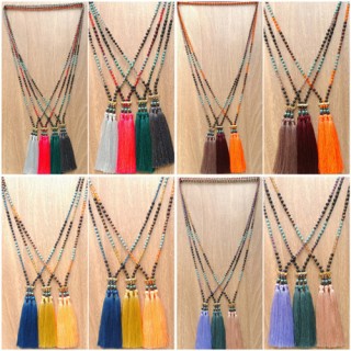 tassels necklace beads black larva stone fashion accessories wholesale price